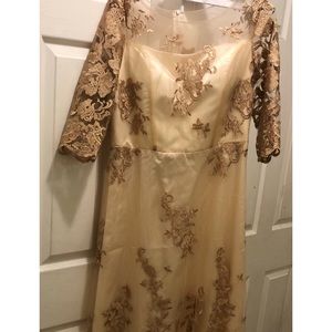 Gold and Nude Wedding Guest Mother is Bride Dress